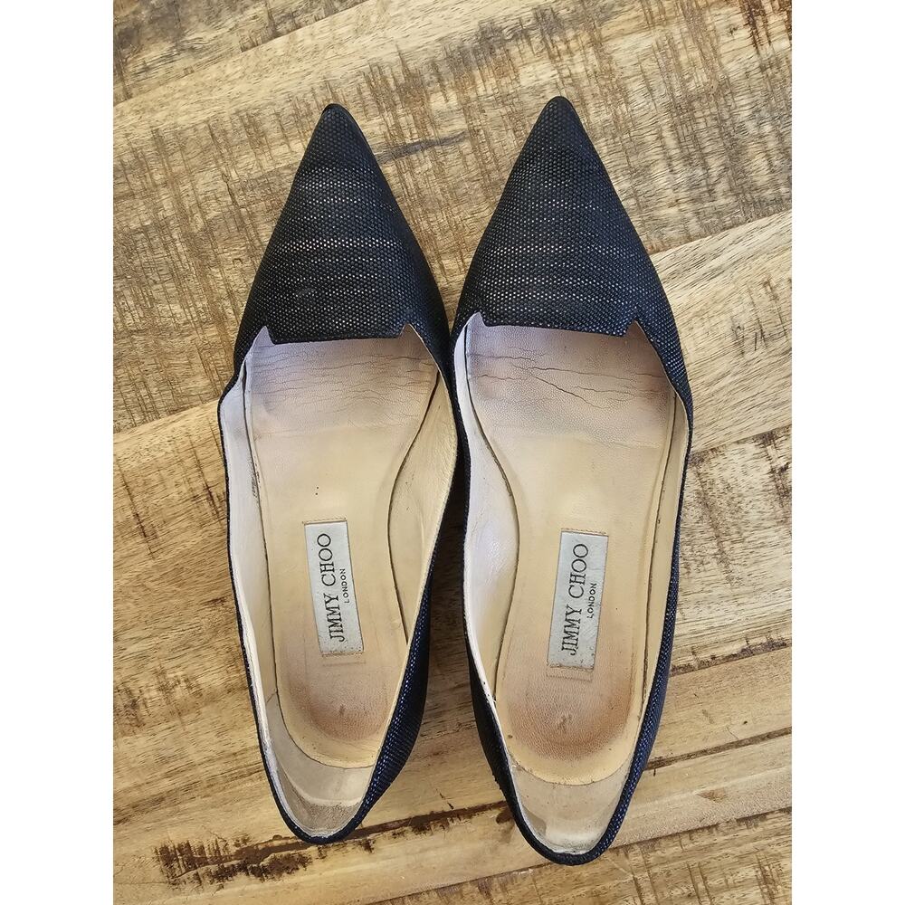 Jimmy Choo Ballet Flats Pointed Toe Women's Size 37/7 Slip On Black - Picture 16 of 16